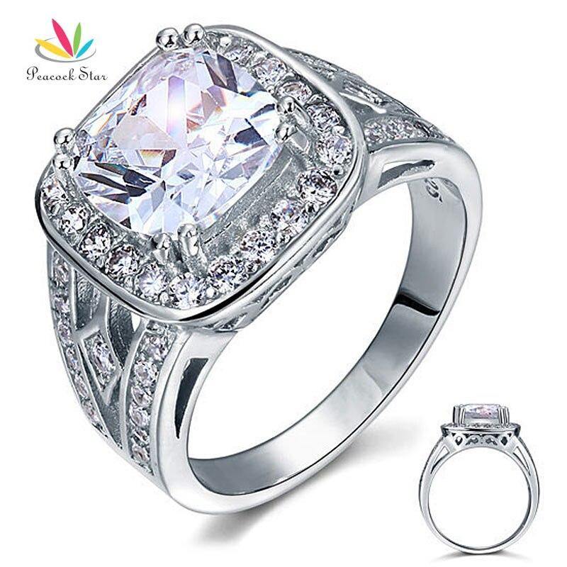Art Deco Vintage 4 Ct Cushion Cut Simulated Lab Diamond Silver Wedding Engagement Ring - The Jewellery Supermarket