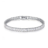 Attractive New Luxury Princess Cut 18cm Silver Bracelet Bangle For Women - The Jewellery Supermarket