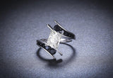 Beautiful 3.9 Gram 925 Sterling Silver Zircon Black Stone Engagement Ring - Best Online Prices by Jewellery Supermarket - The Jewellery Supermarket