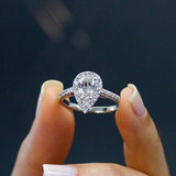 Best Seller - Water Drop Design Micro Paved AAA+ Cubic Zirconia Diamonds Elegant Ring - The Jewellery Supermarket