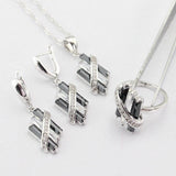 Black AAA Cubic Zirconia White Silver Color Jewellery Set - The Jewellery Supermarket