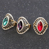 Black Enamel AAA+ CZ Zircon Gold Color Fashion Purple Crystal Glass Ring - The Jewellery Supermarket