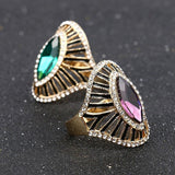 Black Enamel AAA+ CZ Zircon Gold Color Fashion Purple Crystal Glass Ring - The Jewellery Supermarket