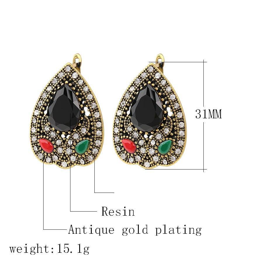 Boho Antique Gold Color Big Crystal Flower Earrings For Women - The Jewellery Supermarket