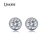 Brand Design Elegant 1 carat Simple Round AAA+ Cubic Zirconia Diamonds Stud Earrings