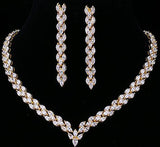 Captivating AAA+ Cubic Zirconia Jewellery Set Gold Color Bridal Necklace Earring - Best Online Prices by Jewellery Supermarket - The Jewellery Supermarket