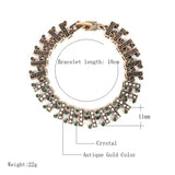 Charm Blue Green Red Crystal Gold Crown Link Vintage Bracelet - The Jewellery Supermarket