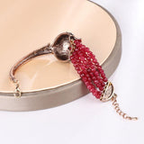 Charm Red Natural Stone Gold Covered Grey Crystal Antique Bracelet