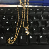 Charming 24KGP AAA+ Cubic Zirconia Diamonds Pendant 2MM 46CM Water Wave Necklace - The Jewellery Supermarket