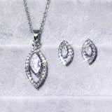 Charming AAA+ Zirconia Diamonds Silver Color Necklace Earrings Se - The Jewellery Supermarket