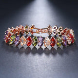 Classic Colourful Luxury Exquisite AAA+ Cubic Zirconia Diamonds Love Heart Bracelet