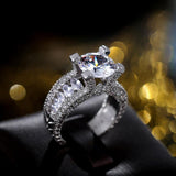 Classic Design Big 10mm Round AAA+ Cubic Zirconia Diamonds Luxury Timeless Ring