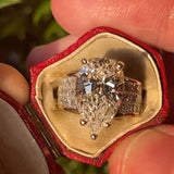 Classic Inlaid Big Drop Shaped AAA+ Cubic Zirconia Diamonds Eternity Ring - The Jewellery Supermarket