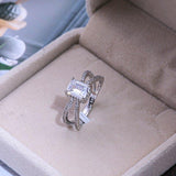 Classic Romantic Square AAA+ Cubic Zirconia Diamond Creative X Shaped Ring - The Jewellery Supermarket