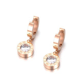 Classic Round Roman Numerical AAA+ CZ Diamonds Titanium Steel Hoop Earrings - The Jewellery Supermarket