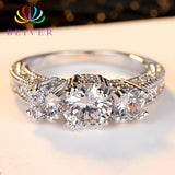 Clear 3 Stones AAA Zircon White Gold Filled Engagement Ring- Wholesale Prices by Jewellery Supermarket