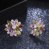 Cute Fashionable Flower Big AAAA Cubic Zirconia 925 Silver Stud Earrings - The Jewellery Supermarket