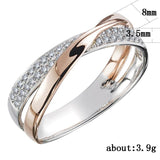 Dazzling AAA CZ Two Tone X Shape Cross Ring for Wedding Engagement- Wholesale Prices by Jewellery Supermarket - The Jewellery Supermarket