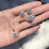Dazzling Lab Diamond Jewelry Set Real 925 Sterling Silver Wedding Rings Earrings Necklace - Factory Direct Prices by Jewellery Supermarket