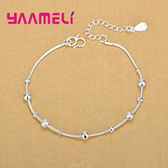 Delicate S925 Sterling Silver Cute Round Beads Bracelet Anklet - Best Online Prices by Jewellery Supermarket - The Jewellery Supermarket