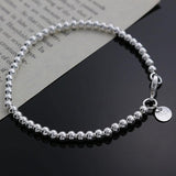 Delicate Silver Plated  Charm 4MM Beads Bracelet- Best Online Prices by Jewellery Supermarket