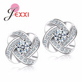 Delightful 925 Sterling Silver Cubic Zirconia Paved Stud Earrings - Best Online Prices by Jewellery Supermarket