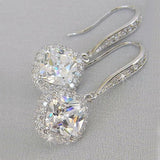 Delightful New AAA Zircon Silver Color Square Drop Earring-Wholesale Prices by Jewellery Supermarket