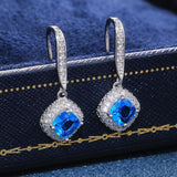 Delightful New AAA Zircon Silver Color Square Drop Earring-Wholesale Prices by Jewellery Supermarket - The Jewellery Supermarket