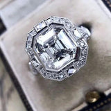 Elegant Prong-Set AAA+ Cubic Zirconia Diamonds Design Silver Color Ring