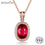 Elegant Silver 925 Jewelry Necklace with Oval Shape Ruby Zircon Gemstones - Best Online Prices by Jewellery Supermarket