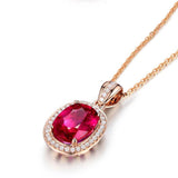 Elegant Silver 925 Jewelry Necklace with Oval Shape Ruby Zircon Gemstones - Best Online Prices by Jewellery Supermarket - The Jewellery Supermarket
