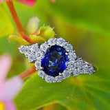 Elegant Vintage Boho Ring With Deep Blue AAA Cubic Zirconia Crystals Ring