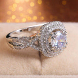 Eternity Engagement Ring with Clear White AAA+ Cubic Zirconia Diamonds Prong Setting - The Jewellery Supermarket