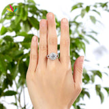 Excellent Double Halo 1.25 Ct Simulated Lab Diamond Silver Luxury Ring - The Jewellery Supermarket