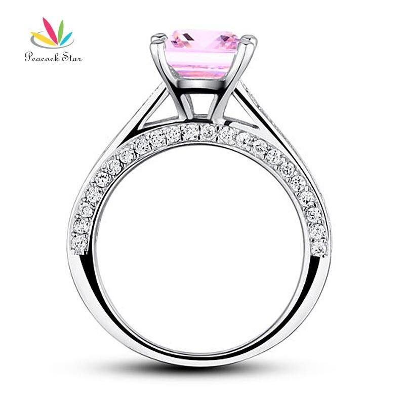 Exquisite 1.5 Carat Princess Cut Fancy Pink Simulated Lab Diamond Silver Engagement Promise Ring - The Jewellery Supermarket