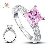 Exquisite 1.5 Carat Princess Cut Fancy Pink Simulated Lab Diamond Silver Engagement Promise Ring - The Jewellery Supermarket