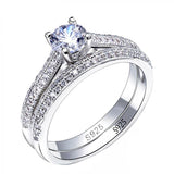 Exquisite 925 Silver AAAA+ Zircon Double Stackable Wedding Ring - The Jewellery Supermarket
