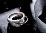 Exquisite 925 Silver AAAA+ Zircon Double Stackable Wedding Ring - The Jewellery Supermarket
