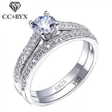 Exquisite 925 Silver AAAA+ Zircon Double Stackable Wedding Ring