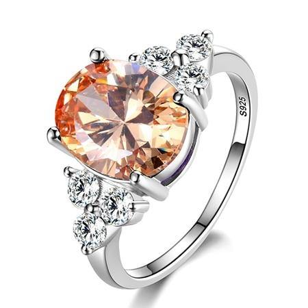 Exquisite 925 Sterling Silver AAA+ Zircon Oval Wedding Ring - Best Online Prices by Jewellery Supermarket - The Jewellery Supermarket