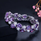 Exquisite Big Pear Cut AAA Cubic Zirconia Pave Multicolour Crystals Fine Bracelets - The Jewellery Supermarket
