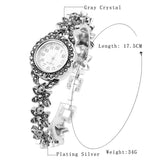 Exquisite Retro Look Floral Crystal Silver Plated Decorative Watch Bracelet For Women - The Jewellery Supermarket