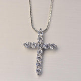 Exquisite Silver Colour AAA Cubic Zirconia Diamonds Cross Pendant - The Jewellery Supermarket