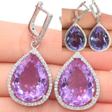 Eye Catching  Big Drop Created Color Changing Alexandrite Topaz CZ Silver Earrings Pendant