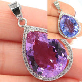 Eye Catching Big Drop Created Color Changing Alexandrite Topaz CZ Silver Earrings Pendant - The Jewellery Supermarket