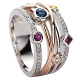 Fashion Cross White/Yellow Blue/Rose Red AAA Zircon Crystals Ring - The Jewellery Supermarket