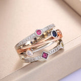 Fashion Cross White/Yellow Blue/Rose Red AAA Zircon Crystals Ring - The Jewellery Supermarket