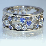 Fashion Hollowed Circle Simple Band Ring White/Blue AAA+ Cubic Zirconia Diamonds Ring