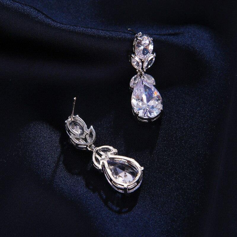 Fashion Luxury High Quality AAA+ Cubic Zirconia Diamonds Drop Stud Earring - The Jewellery Supermarket