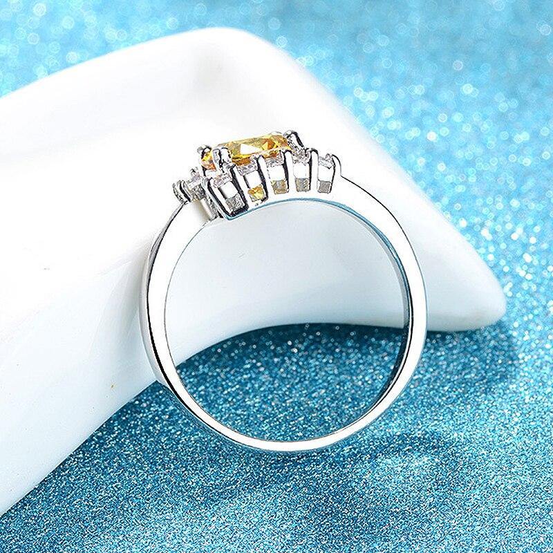 Fashion Silver Citrine AAA+ Zircon Diamonds Wedding Engagement Ring - The Jewellery Supermarket